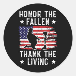 Honour The Fallen Thank The Living Usa American Classic Round Sticker