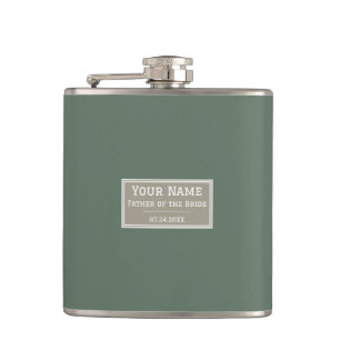 Honour the Father of the Bride: Elegant Sage Green Hip Flask