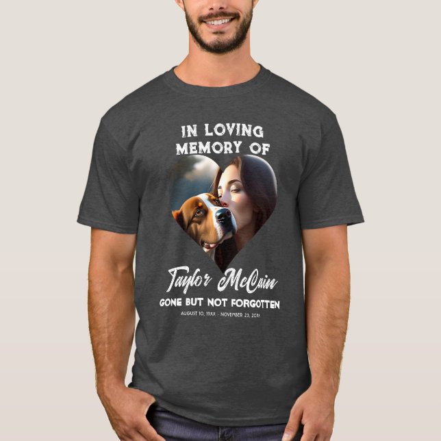 Honour Their Memory: Custom heart Photo Memorial T-Shirt (Front)