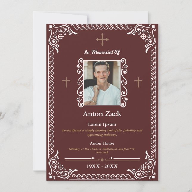Honour Their Memory: Ornate Funeral Invitation (Front)