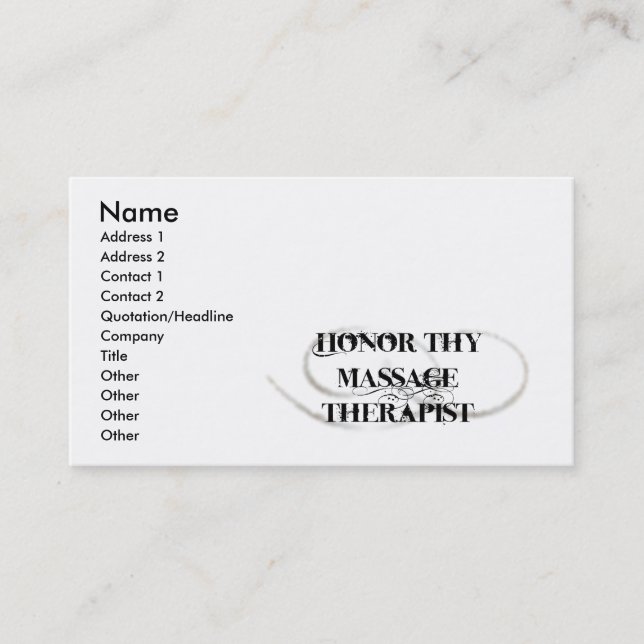 Honour Thy Massage Therapist Business Card (Front)