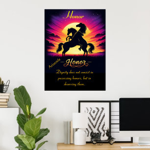 Honour Unites Three Horses at Dusk Poster