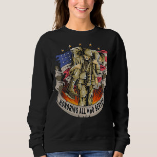 Honouring All Who Served Us Veteran Patriotic Memo Sweatshirt