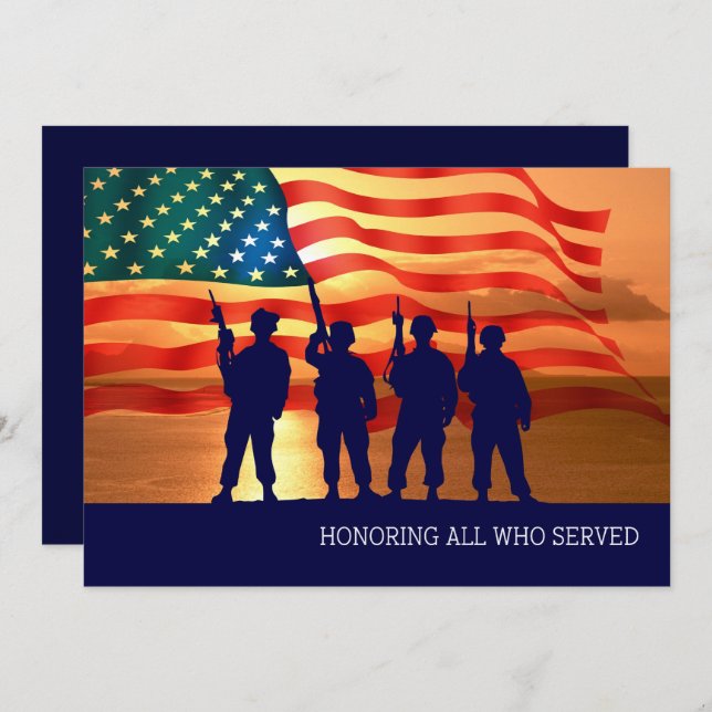 Honouring all who served. Veterans Day  Flat Cards (Front/Back)