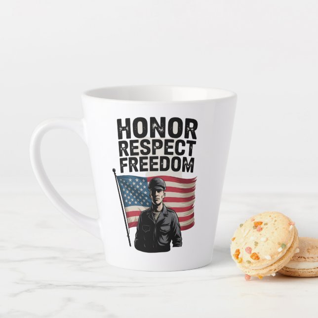 Honouring Heroes Veteran Day Patriotic Design Latte Mug (In Situ)