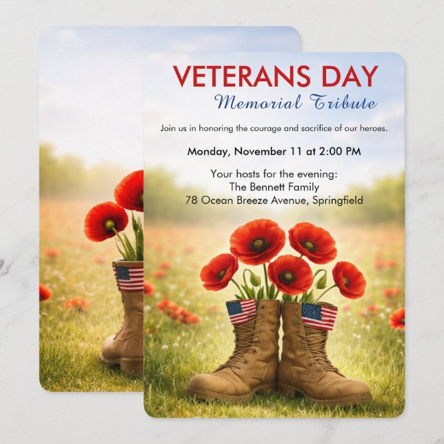 Honouring Heroes | Veterans Day Tribute Invitation (Front/Back)