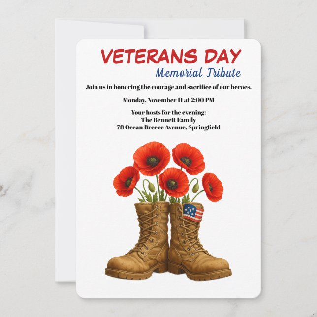 Honouring Heroes | Veterans Day Tribute Invitation (Front)