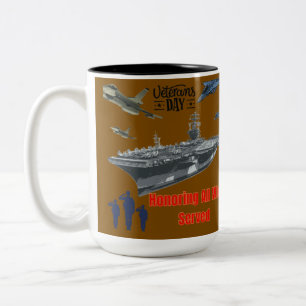 Honouring mighty military brown Two-Tone coffee mug