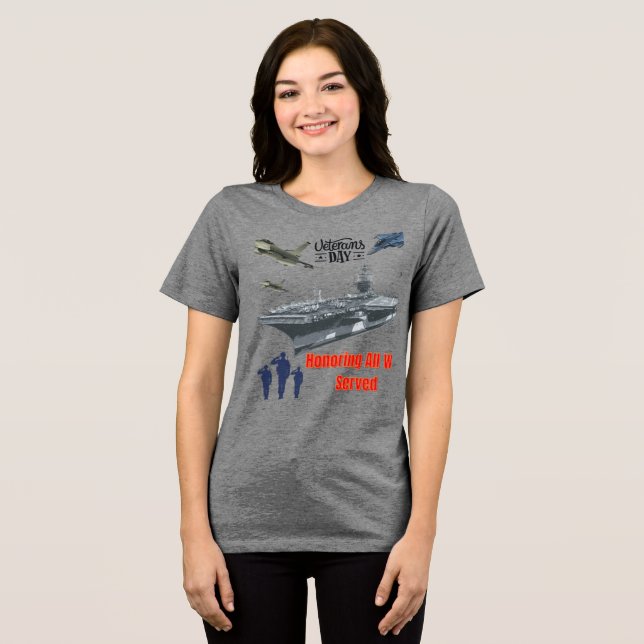 Honouring mighty military grey Tri-Blend shirt (Front Full)