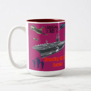Honouring mighty military magenta Two-Tone coffee mug