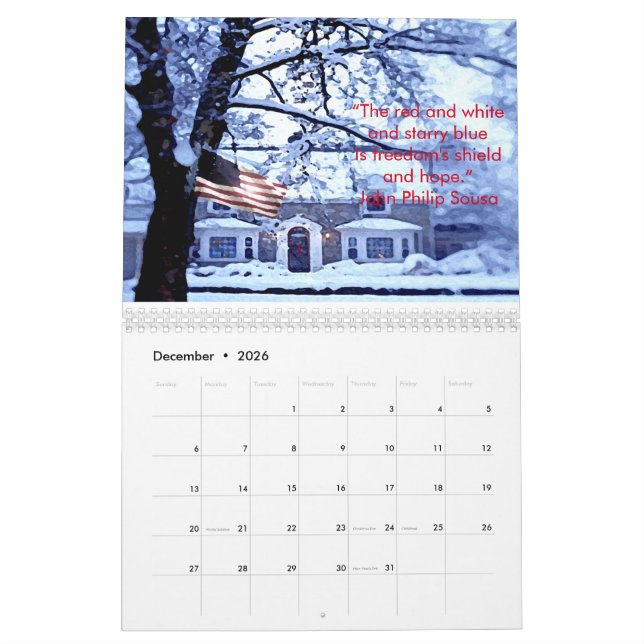 Honouring Our American Flag 2018 Calendar (Dec 2026)