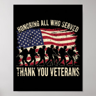 Honouring who served thank veterans memorial day poster