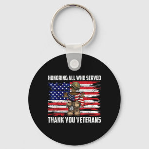 Honouring Who Served Thank Veterans USA Memorial Key Ring