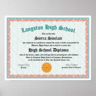 Honours High School Diploma Replica  Poster