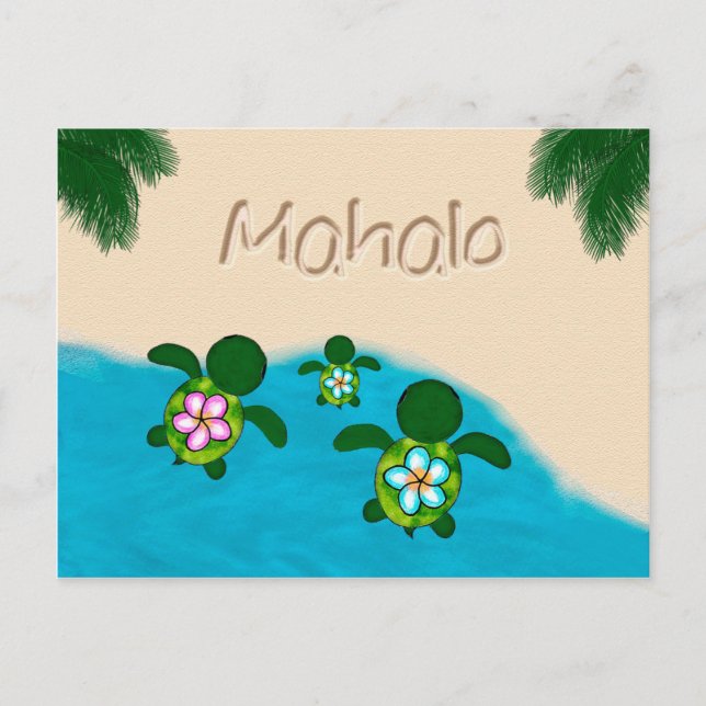 Honu Baby BOY Sea TURTLE Thank You Boys Blue #281 Postcard (Front)