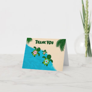 Honu GIRL Sea TURTLE Baby Shower Thank You Pink Card