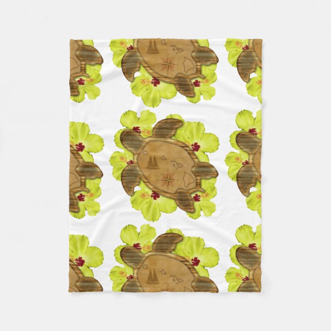 Honu Hawaiian Map Fleece Blanket (Front)