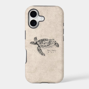 Honu Hawaiian Sea Turtle on Vintage Parchment
