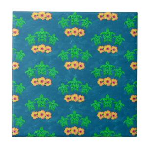 Honu Hawaiian Tribal Green Sea Turtles Tile