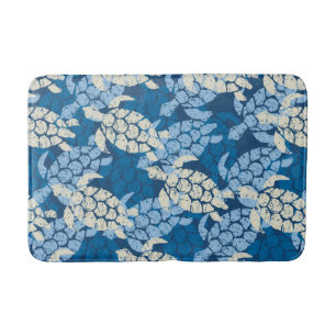 Honu Sea Turtle Hawaiian Aloha - Blue Bath Mat