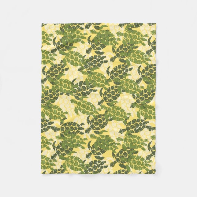 Honu Sea Turtle Hawaiian Aloha - Olive Fleece Blanket (Front)