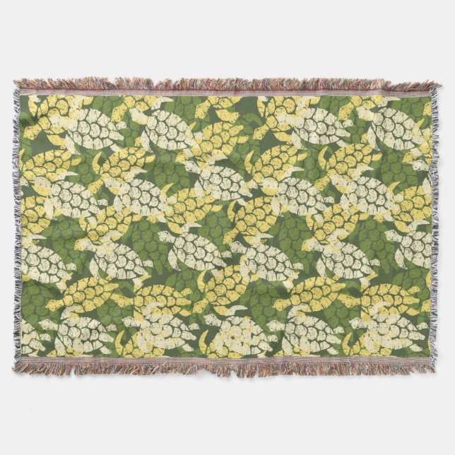 Honu Sea Turtle Hawaiian Aloha -Olive Throw Blanket (Front)