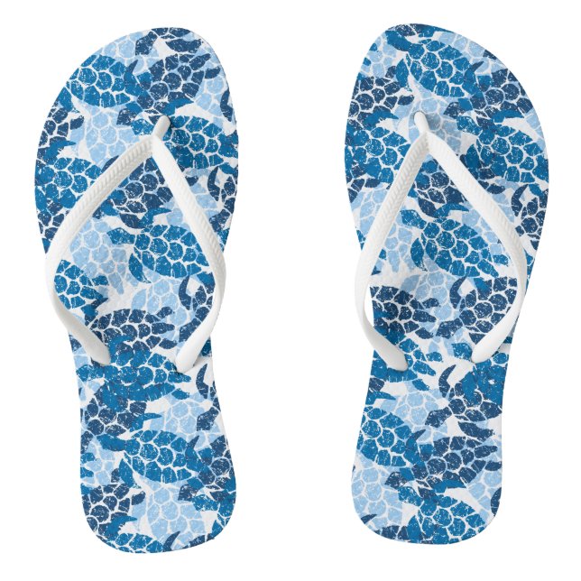 Honu Sea Turtle Hawaiian Tapa Indigo Jandals (Footbed)