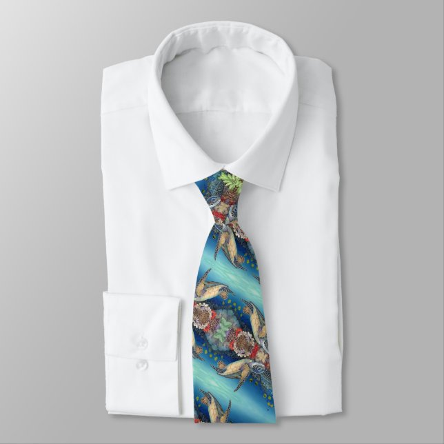 Honu Swimming (Green Sea Turtle) Tie (Tied)