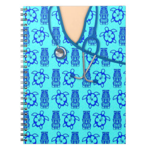 Honu Tiki Island Medical Scrubs Spiral Notebook