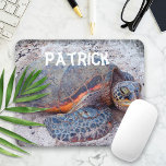 Honu Tropical Hawaii Sea Turtle Photo Custom Name Mouse Pad<br><div class="desc">Hawaiian sea turtles certainly know how to relax in the sun. Drift back to the warm breezes of the Hawaiian Islands with this calming and colourful photography personalised name mousepad. Just type in the personalised name of your choice and you can easily customise this mousepad. I also offer customisation on...</div>