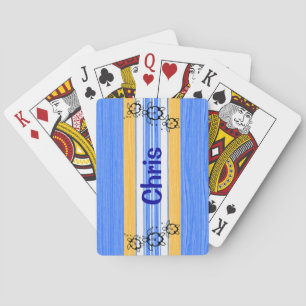 Honu Turtles Blue Stripes Playing Cards