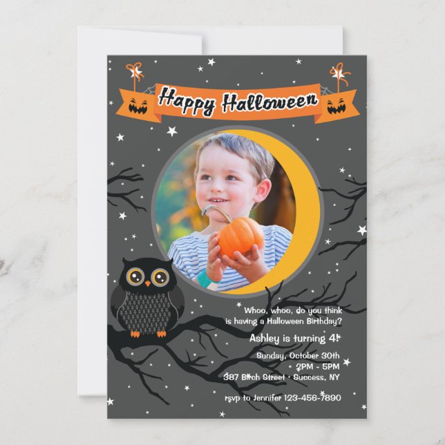 Hoo Hoo Photo Halloween Invitation (Front)