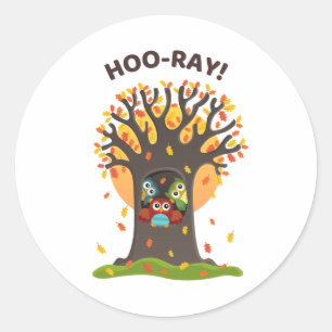 Hoo-Ray Pun Round Sticker