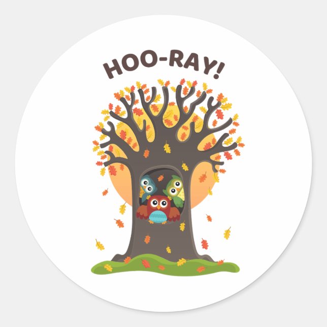 Hoo-Ray Pun Round Sticker (Front)