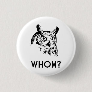 Hoo Who Whom Grammar Owl 3 Cm Round Badge