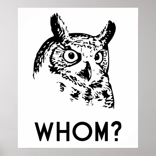 Hoo Who Whom Grammar Owl Poster (Front)
