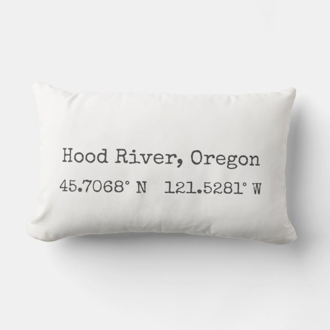 Hood River, Oregon Coordinates Lumbar Pillow (Front)