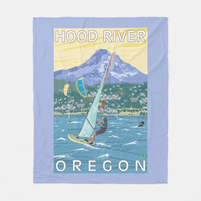 Hood River, ORWind Surfers & Kite Boarders Fleece Blanket (Front)
