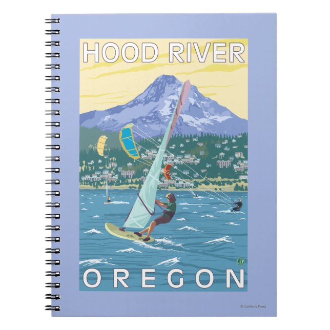 Hood River, ORWind Surfers & Kite Boarders Spiral Notebook (Front)