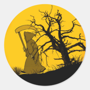 Hooded Machete Man Classic Round Sticker