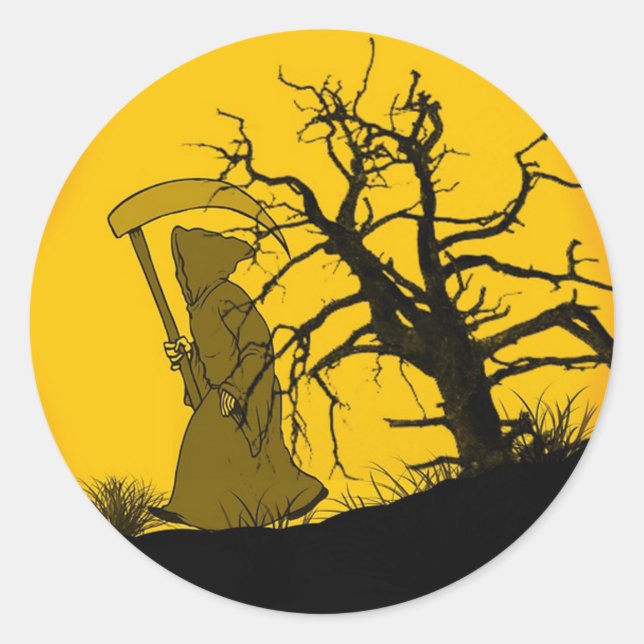 Hooded Machete Man Classic Round Sticker (Front)