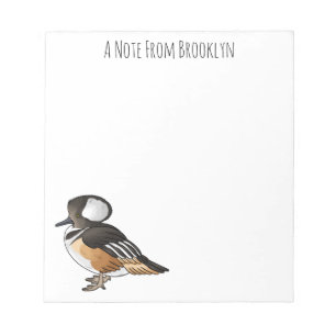  Hooded merganser bird cartoon illustration  Notepad