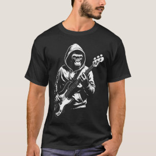 Hooded Monkey Bass Player Silhouette T-Shirt