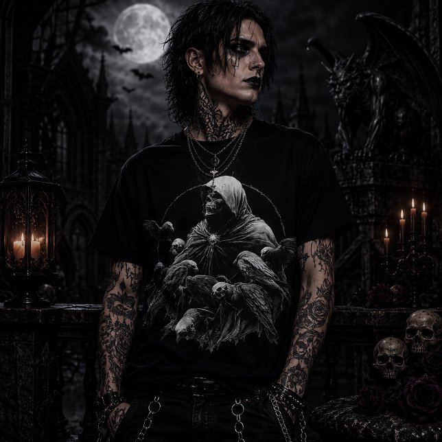 Hooded Skeleton with Birds T-Shirt (Creator Uploaded)