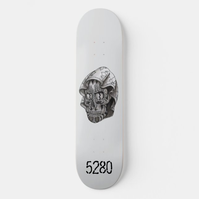 Hooded Skull Skateboard (Front)