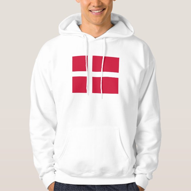 Hooded Sweatshirt with Flag of Denmark (Front)