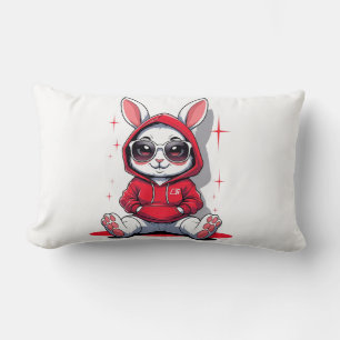 Hoodie Bun: Kawaii Meets Street Style Lumbar Cushion