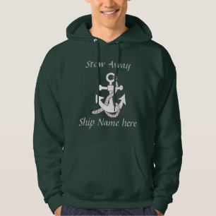 Hoodie - Ship Anchor with Name and Rank Dark