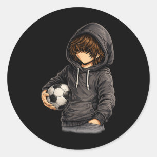 Hoodie Style Rock On Soccer Footll  Classic Round Sticker
