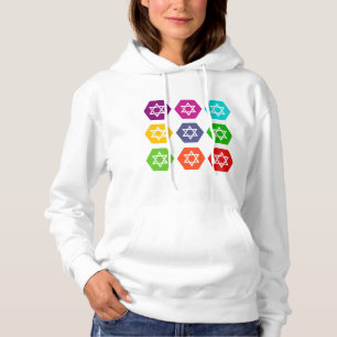 Hoodies - Jewish Stars - Colourful Gym Wear